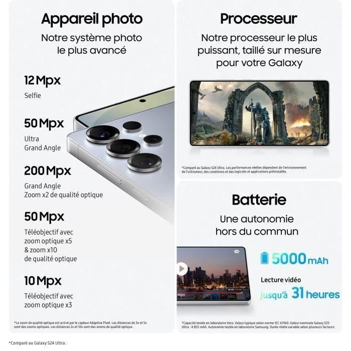 SAMSUNG Galaxy S25 Ultra AI Smartphone 256 Go Gris Titane