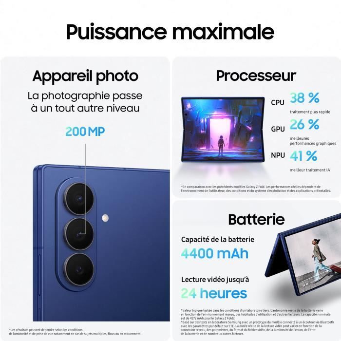 Samsung Galaxy Z Fold7 5G Smartphone 256 Go Bleu nuit