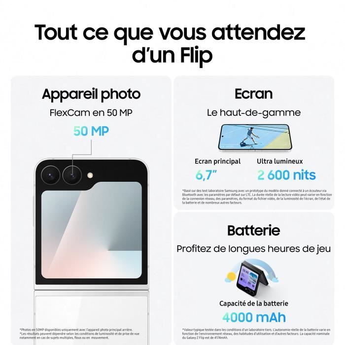 Samsung Galaxy Z Flip7 FE 5G Smartphone 256 Go Noir