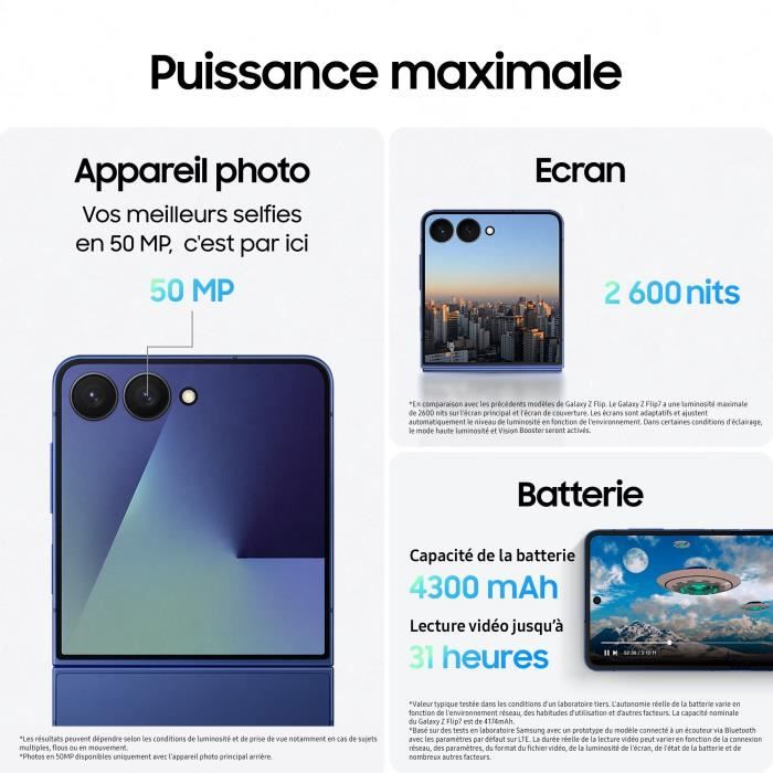 Samsung Galaxy Z Flip7 5G Smartphone 256 Go Noir Absolu