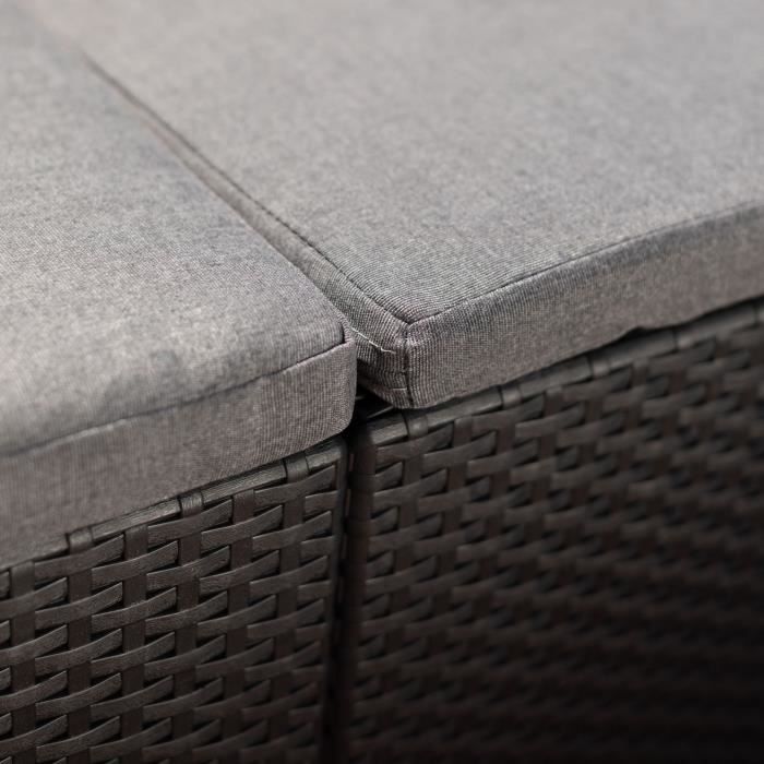 Salon de jardin - résine aspect rotin tressé - Allibert by KETER - 6 personnes - SanRemo - Gris graphite