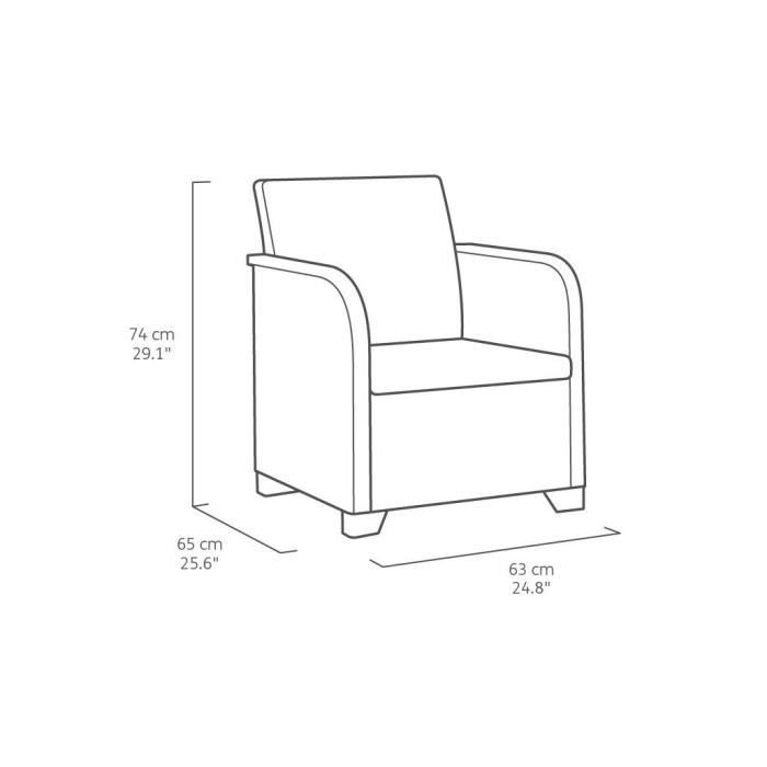 Fauteuil de jardin avec coussin - en résine - Allibert by KETER - SanRemo - Gris graphite