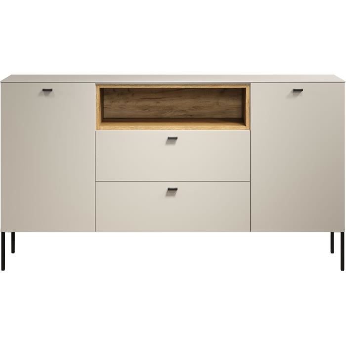 Buffet - SAO PAULO - Cachemire / Chene blond - 2 portes, 1 niche, 2 tiroirs - 154 x 42 x 85 cm - TRENDTEAM