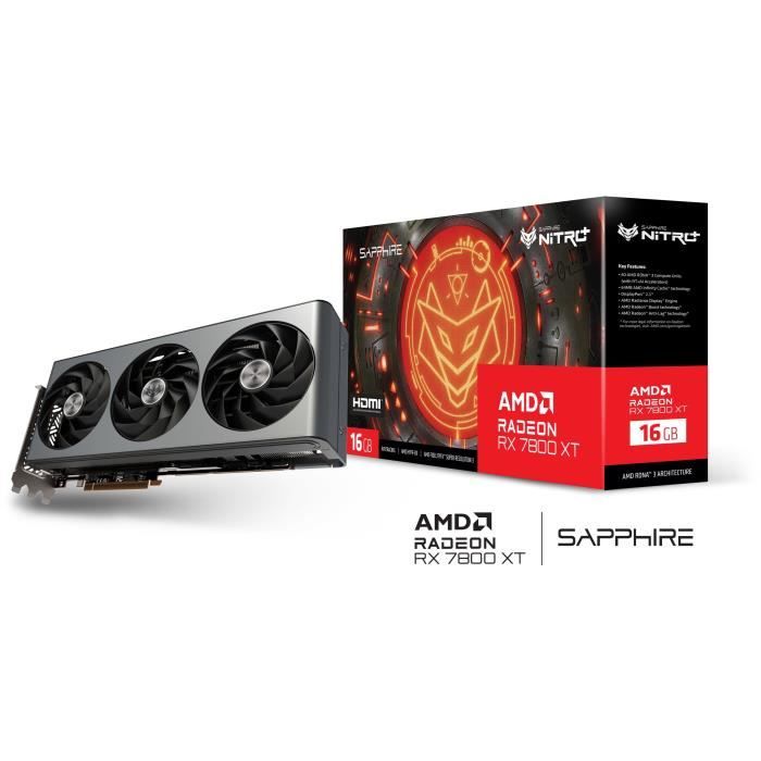 SAPPHIRE - Carte Graphique - NITRO+ AMD RADEONô RX 7800 XT GAMING OC 16GB - GDDR6 - DUAL HDMI / DUAL DP