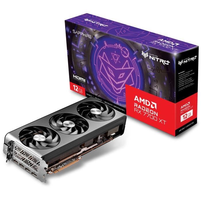 SAPPHIRE - Carte Graphique - NITRO+ AMD RADEON RX 7700 XT GAMING OC 12GB - GDDR6 - DUAL HDMI / DUAL DP