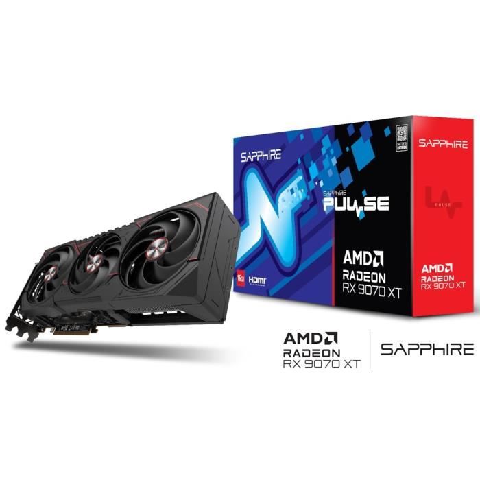 SAPPHIRE - Carte graphique - PULSE AMD RADEON RX 9070 XT GAMING - 16 GB - Dual HDMI / Dual DP