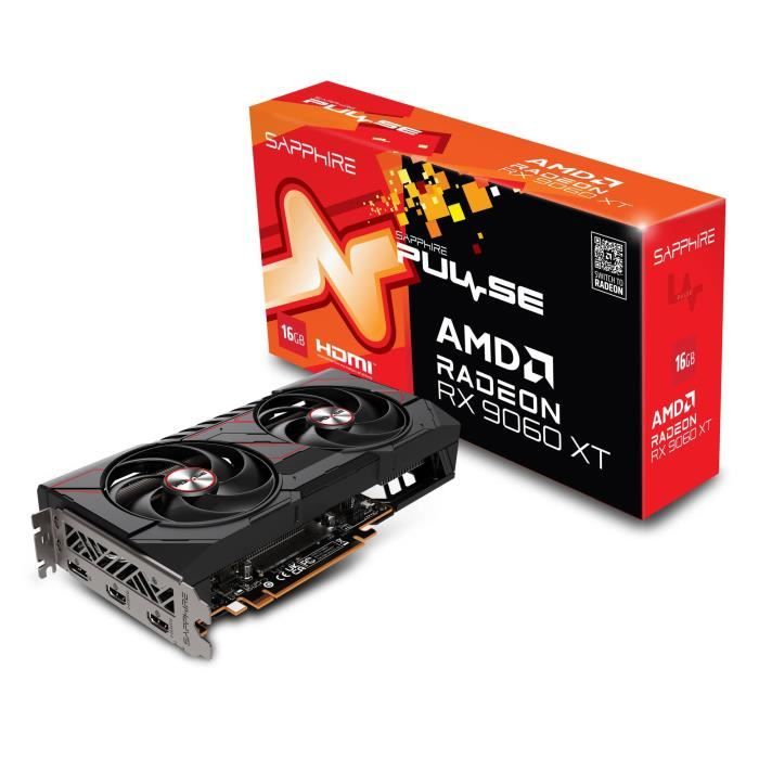SAPPHIRE - Carte graphique - PULSE AMD RADEON RX 9060 XT GAMING OC - 16GB - DUAL HDMI / DP