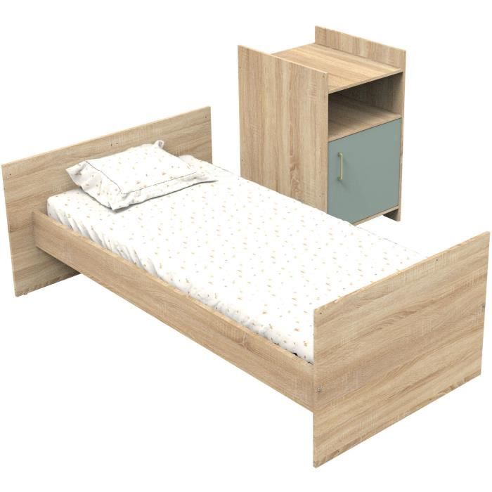 Lit combiné - 120 x 60 cm - Evolutif en 90 x 190 cm - CHARLIE - SAUTHON - Sauge