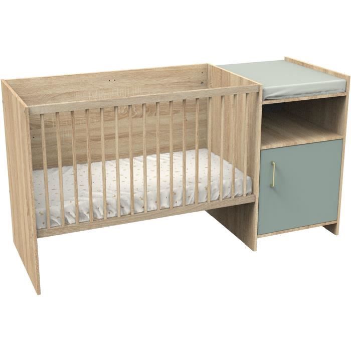 Lit combiné - 120 x 60 cm - Evolutif en 90 x 190 cm - CHARLIE - SAUTHON - Sauge