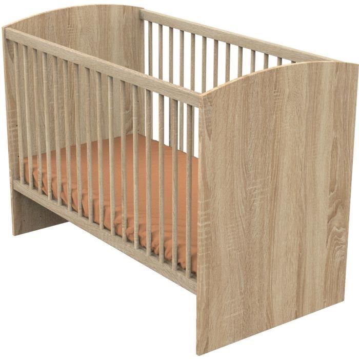 Chambre duo bébé - SAUTHON - Sam Chene doré - Lit bébé 120 x 60 cm et commode a langer