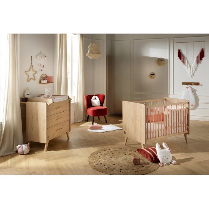 Chambre bébé duo - Lit 120 x 60 cm + Commode 3 tiroirs - Arty - SAUTHON