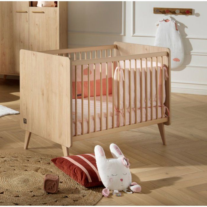 Lit bébé - 120 x 60 cm - Matelas inclus - Arty - Chene Suave/Hetre - SAUTHON