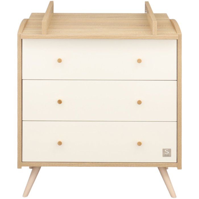 Commode a langer - SAUTHON - Access - 3 tiroirs - Surface a langer de 55,5 x 76 cm - Bois/Blanc