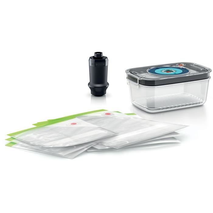 Kit pour mise sous vide - BOSCH - MSEV6FS1 - BoÓte sous vide avec bac 1 L - 3 sacs de 1,2 L + 3 sacs de congÈlation (3,8 L)