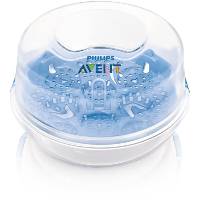 Stérilisateur micro-ondes - PHILIPS AVENT - Vapeur rapide - Bleu/Blanc - Stérilise en 2 min - Design compact