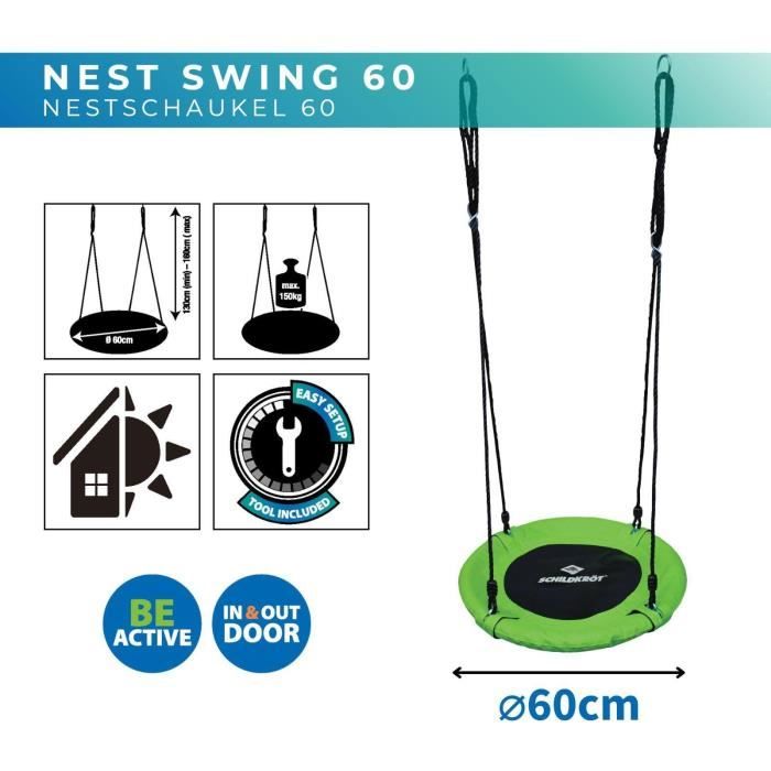 BalanÁoire - SCHILDKR÷T - Nid d'oiseau 60cm - Plastique tressÈ - Tubes en acier - RÈglable 70-150cm