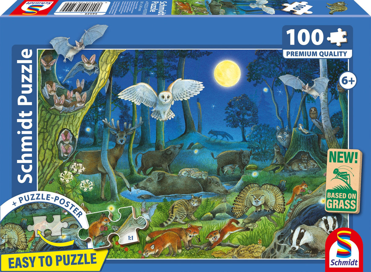 Puzzle - SCHMIDT SPIELE - Animaux dans la foret nocturne - 100 pieces - Des 6 ans