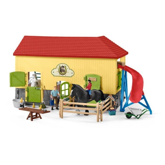 Écurie avec boxes et animaux, coffret de 82 pieces avec chevaux, Schleich 42485 Farm World, Des 4 ans