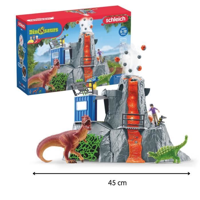Expédition au grand Volcan, 1 figurine de chercheuse et 2 jouets dinosaures, Pour enfants des 5 ans, Schleich 42564 DINOSAURS