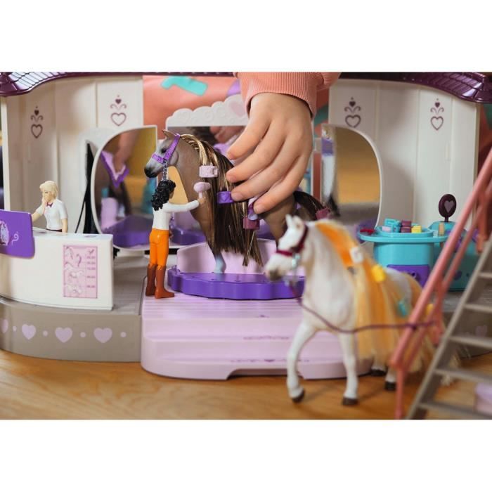 Écurie Schleich Salon de Beauté Sofia's Beauties avec Accessoires de Pansage et Figurines Schleich Chevaux - Coffret de 99 Pieces