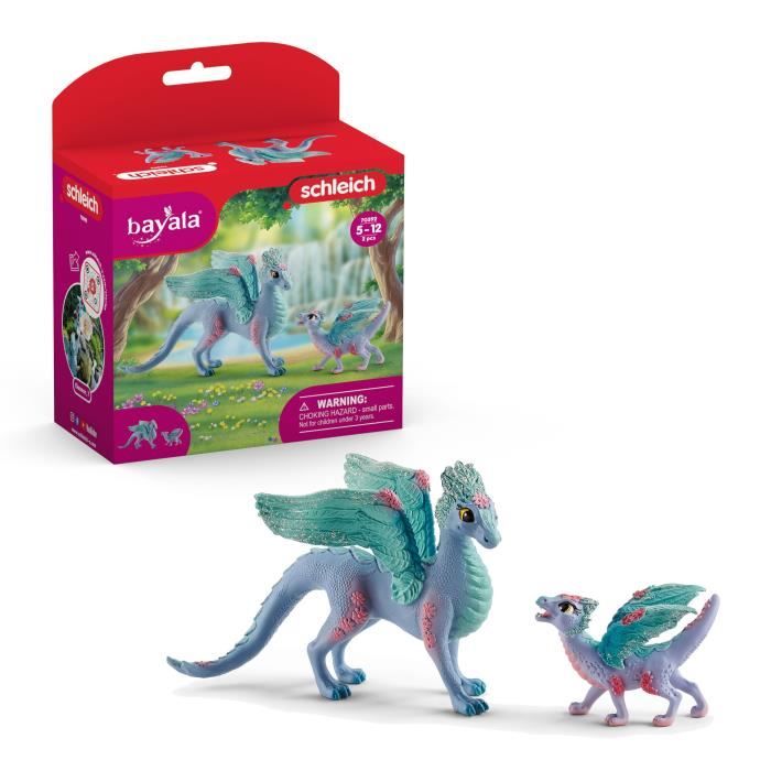 Figurines Dragon Fleuri avec son petit, Coffret Schleich 70592 Bayala, Des 5 ans