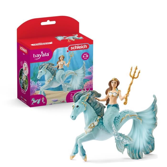 Figurine Sirene Eyela sur cheval de mer - avec sa Baguette Magique - Schleich 70594 Bayala - Des 5 ans