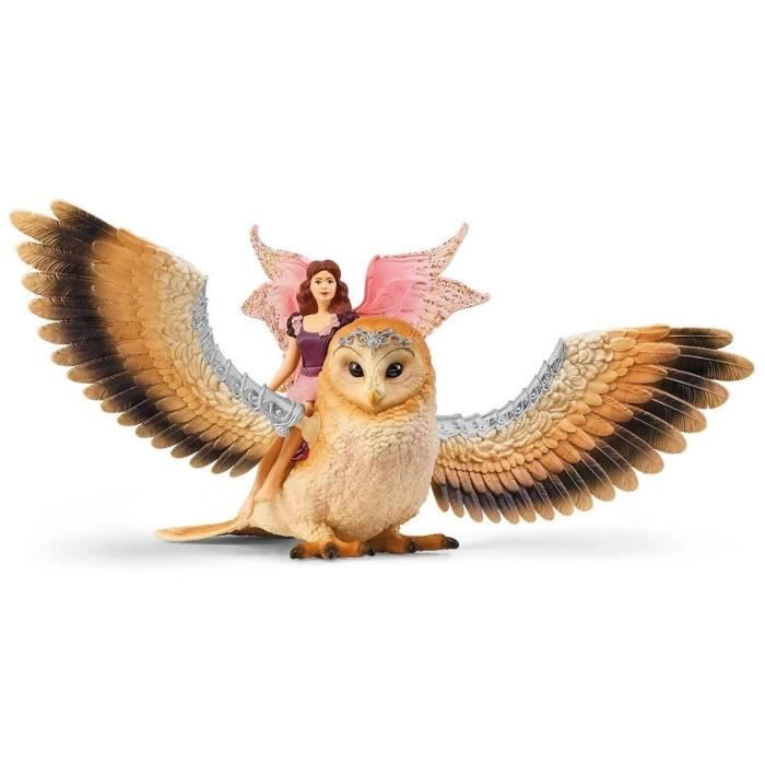 Figurine Elfe sur chouette scintillante, détails tres réalistes, SCHLEICH 70789 Bayala, Des 5 ans