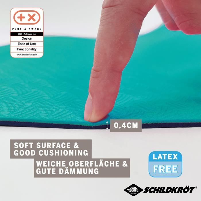 Tapis de yoga - FITNESS - SCHILDKR÷T - 183 x 61 cm - 4 mm - Sac inclus - Bleu / Gris