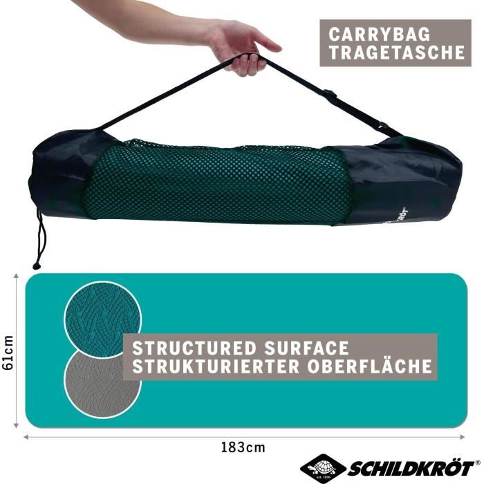 Tapis de yoga - FITNESS - SCHILDKRÖT - 183 x 61 cm - 4 mm - Sac inclus - Bleu / Gris