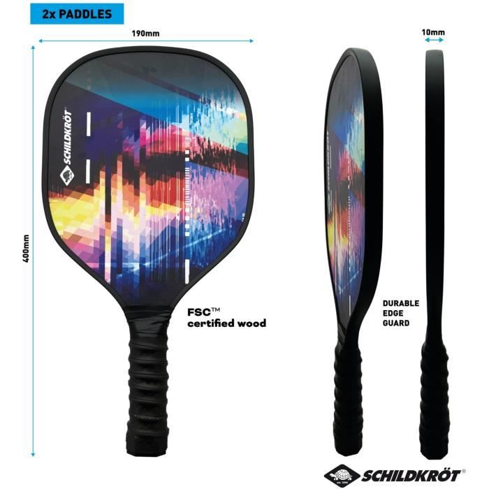 Set de Pickleball - SCHILDKR÷T - Jeu de raquettes - 2 raquettes + 2 balles
