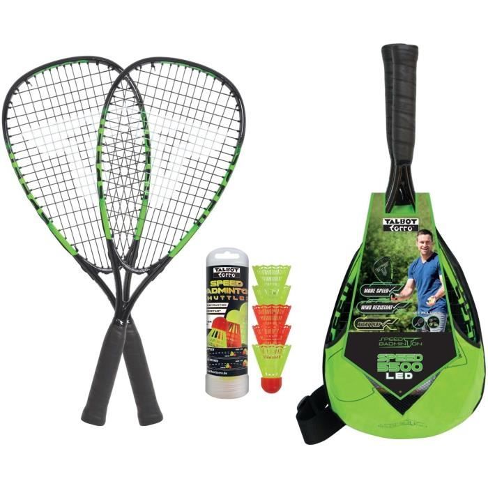 Raquette de Badminton TALBOT TORRO Speed 5500 - Aluminium - 56,5 cm de long - Profil de cadre 17,3 mm - 170 g - Cordage durable