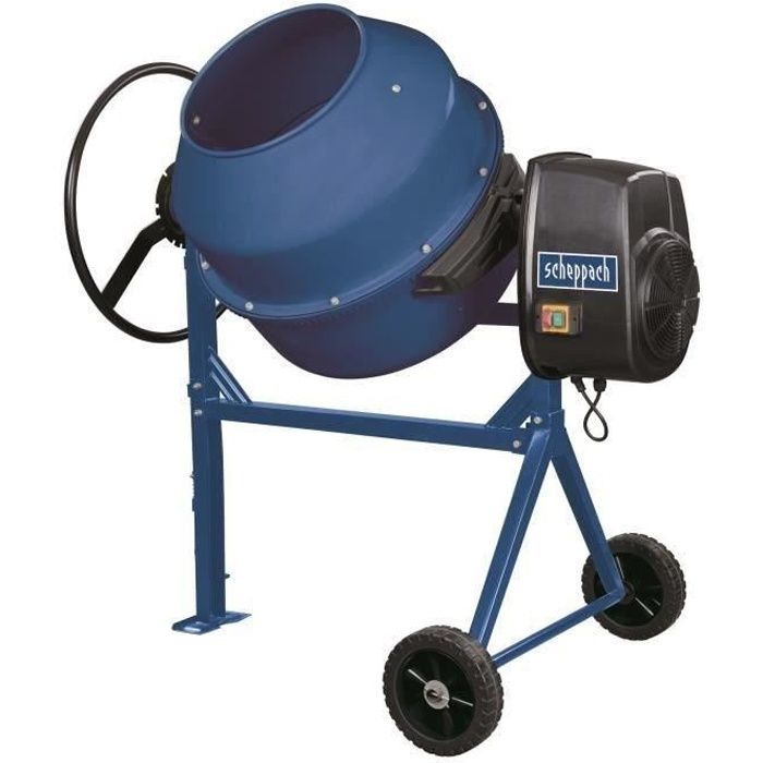 Bétonnière électrique SCHEPPACH MIX160 - 160L - Roues et volant de basculement