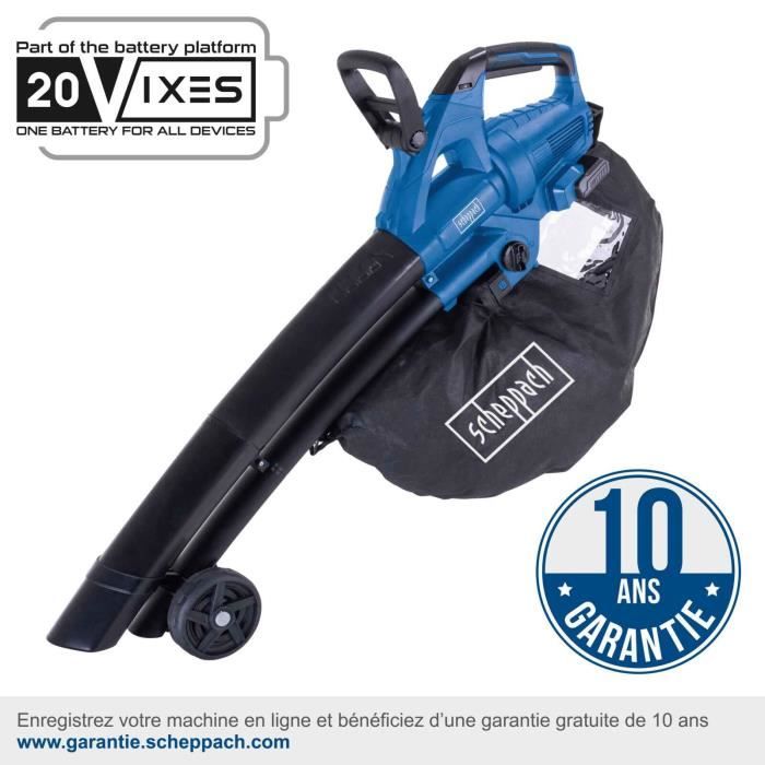 Souffleur / Aspirateur et Broyeur sans fil BC-BLV720-X - 2 poignées + sangle - SCHEPPACH 20V IXES - sans batterie ni chargeur