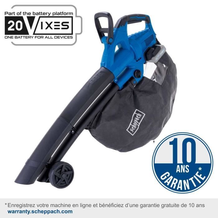 Souffleur sans fil SCHEPPACH BC-BLV720-X - Set S2.5 - débit 210 km/h - 2 batteries 20V IXES + chargeur 2.4h