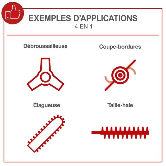 Débroussailleuse thermique 4 en 1 SCHEPPACH OMF52-4P (débrousailleuse, élagueuse, taille-haies, coupe-bordures)
