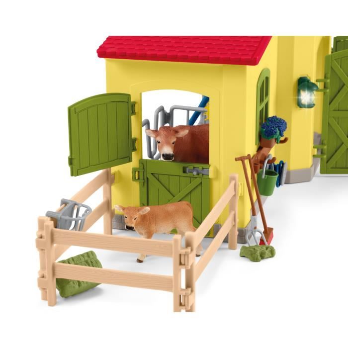Ensemble de Figurines Animaux de la Ferme avec Accessoires - Coffret Ferme éducative de 92 Pieces avec Vache, Cheval, Cochon et