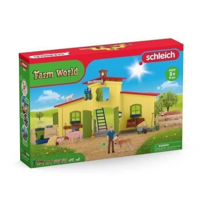 Ensemble de Figurines Animaux de la Ferme avec Accessoires - Coffret Ferme éducative de 92 Pieces avec Vache, Cheval, Cochon et