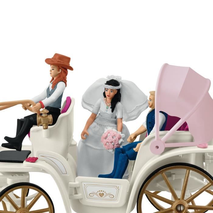 Figurine La caleche des mariés, des 5 ans, schleich 42641 HORSE CLUB, coffret 106 pieces