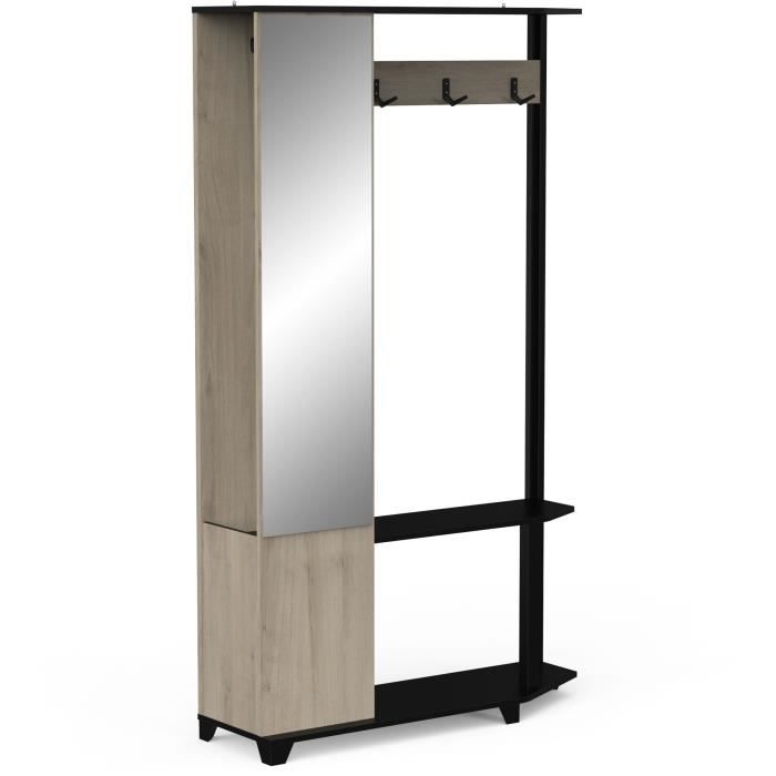 Vestiaire d'entrée - Chene Kronberg / Noir - L108,4 x P33,9 x H183,8 cm - SCHUSTER