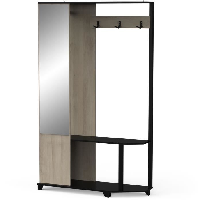 Vestiaire d'entrée - Chene Kronberg / Noir - L108,4 x P33,9 x H183,8 cm - SCHUSTER