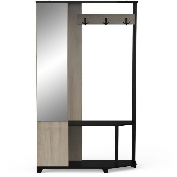 Vestiaire d'entrée - Chene Kronberg / Noir - L108,4 x P33,9 x H183,8 cm - SCHUSTER