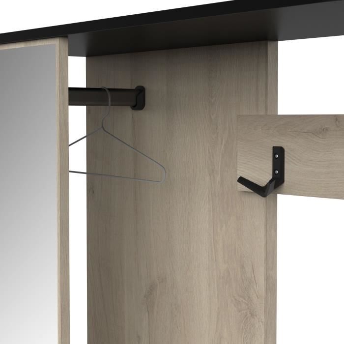 Vestiaire d'entrée - Chene Kronberg / Noir - L108,4 x P33,9 x H183,8 cm - SCHUSTER