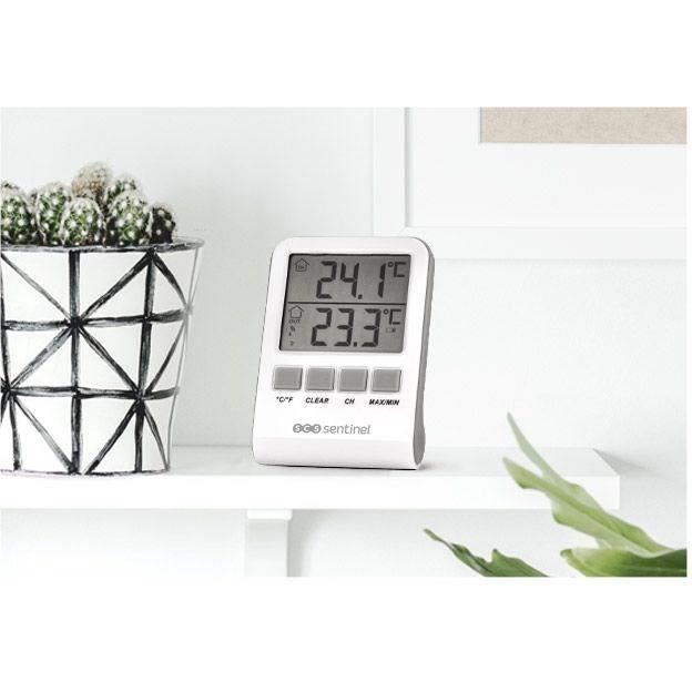 Thermometre digital intérieur/extérieur - SCS SENTINEL - HCN0062 DigiThermo indoor/outdoor - Portée : 60 m - 433 MHz - Blanc