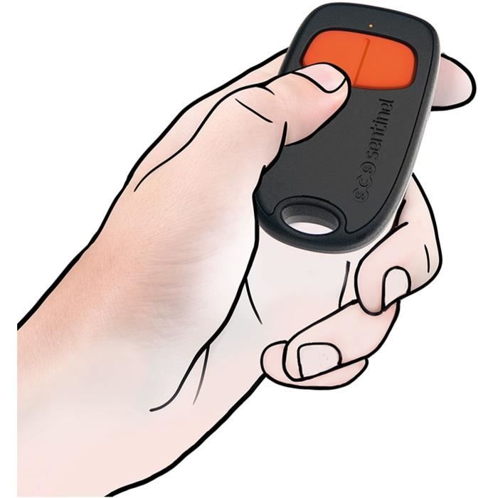 Télécommande 2 canaux - SCS SENTINEL - SimplyControl - Orange, portée 40m, fréquence 433.92 MHz, pile lithium CR2032 incluse