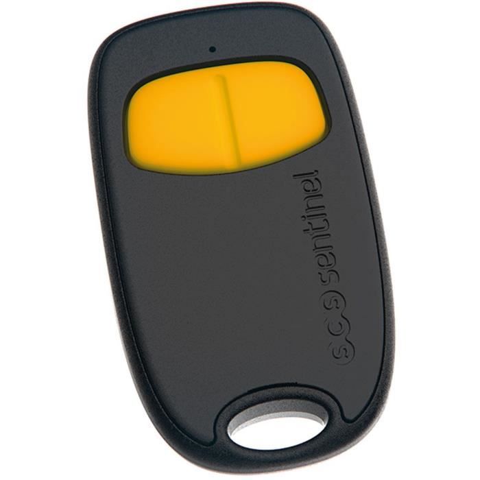 Télécommande 2 canaux - SCS SENTINEL - SimplyControl - Jaune, portée 40m, fréquence 433.92 MHz, pile lithium CR2032 incluse