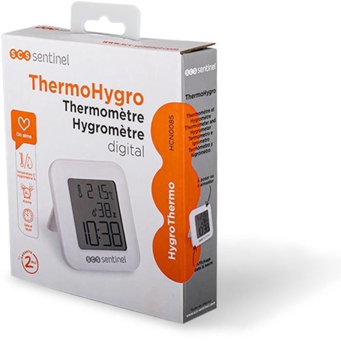 Thermometre-hygrometre - SCS SENTINEL - ThermoHygro - Intérieur - Affichage heure, alarme, hygrométrie, température