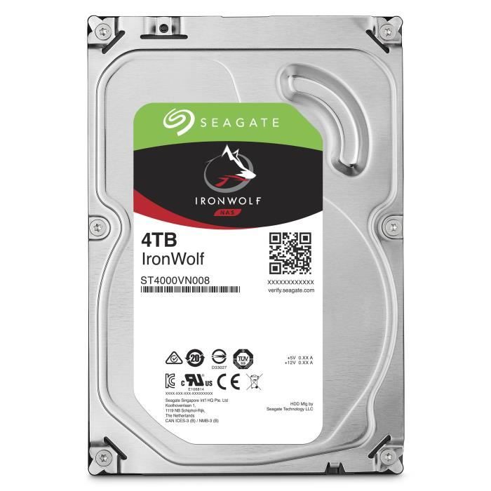 SEAGATE - Disque dur Interne - NAS IronWolf - 4To - 3.5 - 5400 tr/min (ST4000VN006)