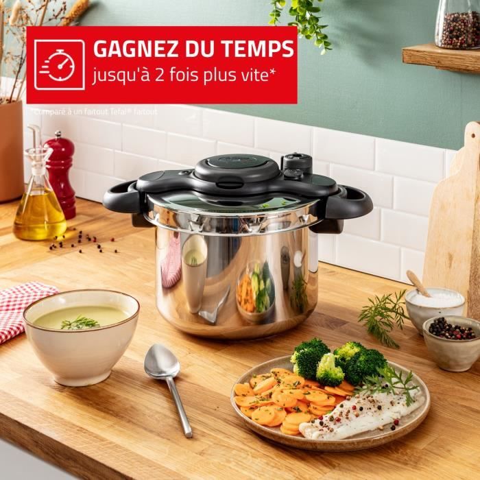 SEB Cocotte-minute inox 9L, Autocuiseur, Induction, SÈcuritÈ 5 points, FabriquÈ en France, ClipsoMinut' Day by Day P4624927