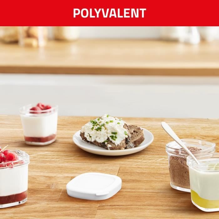 SEB Multi Delices Express Vegetal Yaourtiere 6 pots en verre, Sans PBA, 6 programmes, Mode express 4h, FabriquÈ en France YG660A11