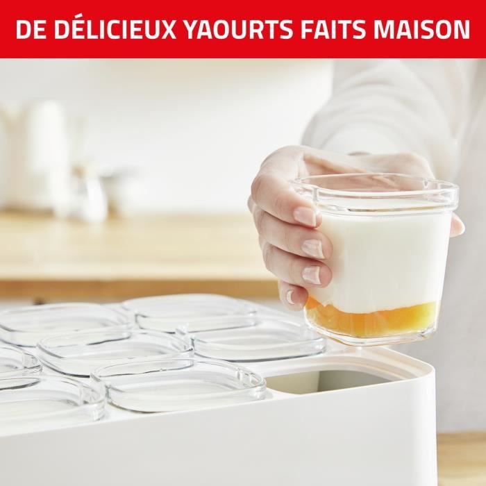SEB Yaourtiere 12 pots 140 ml, Yaourts et desserts maison, 5 programmes automatiques, 100 % sans BPA, FabriquÈ en France YY5114FB